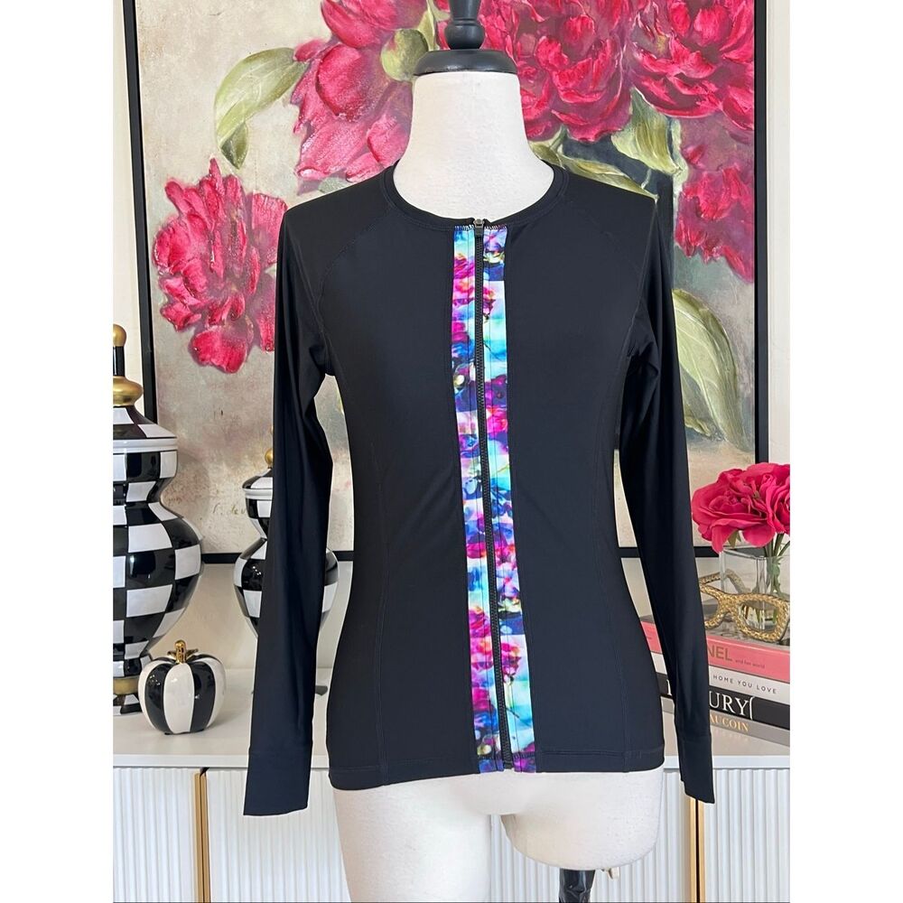 Athleta Women's Floral Fade Full Zip UPF 50+ Long Sleeve Rashguard Multicolor XS